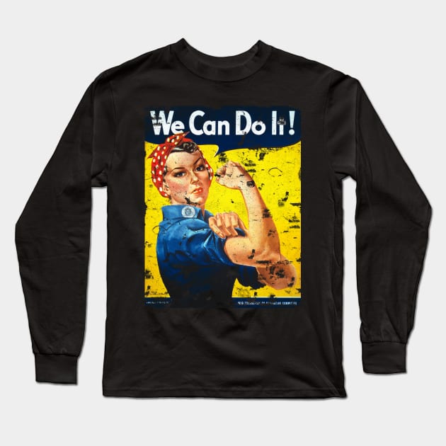 We Can Do It! Rosie the Riveter WWII Vintage Poster Design Long Sleeve T-Shirt by DesignedForFlight